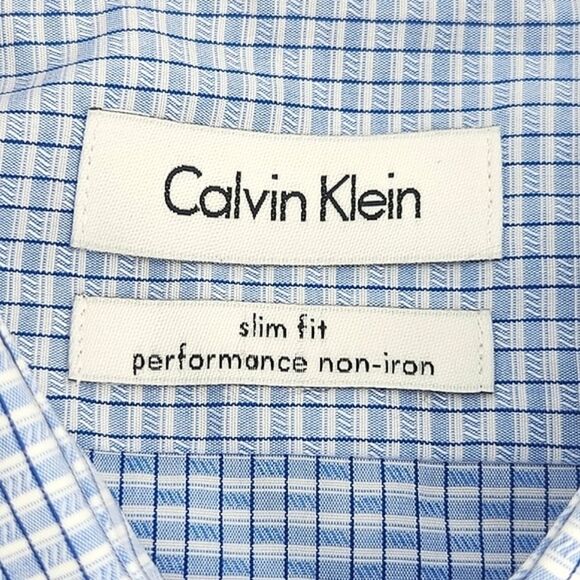 Calvin Klein Slim Fit Performance Non-Iron Men Shirt Size 15.5, 32/33 Button Up - Picture 3 of 8